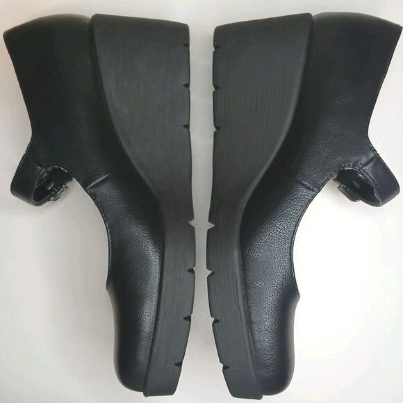 Soul Naturalizer Sz 9.5 Adore Black Tumble Faux Leather Mary Jane Wedge Heels - Picture 5 of 14